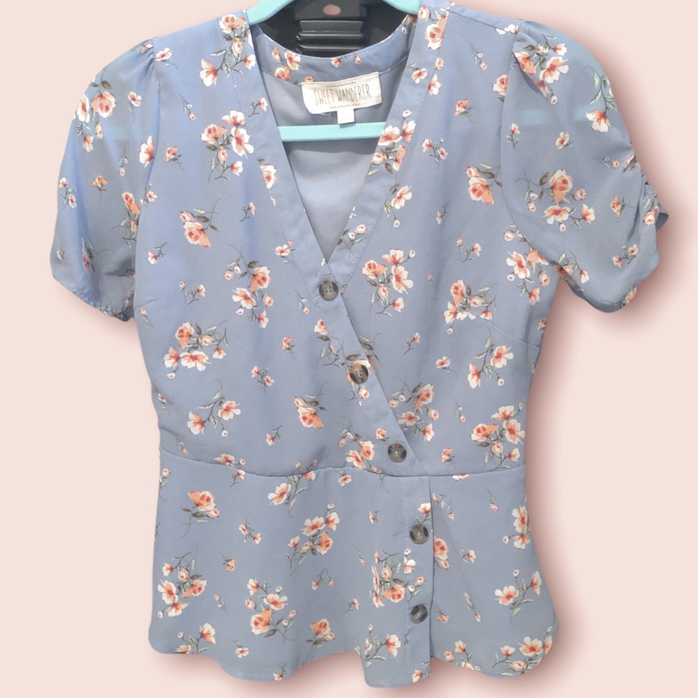 Blue Floral Blouse